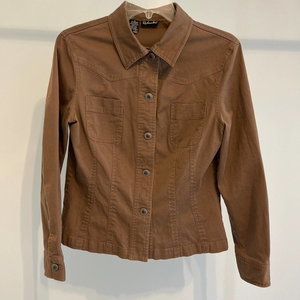 Rafaella Women’s Brown‎ Cotton Shacket Snap Up preowned. Size 8.